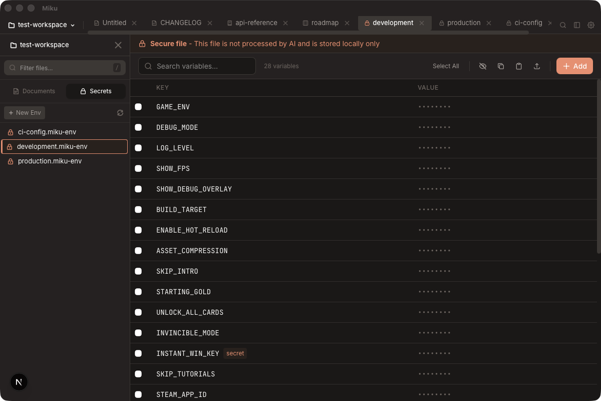 Miku Environment Variables - Configuration management