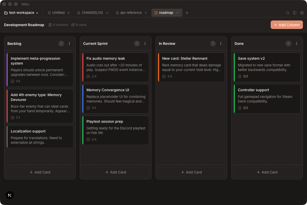 Miku Kanban Board - Visual project management